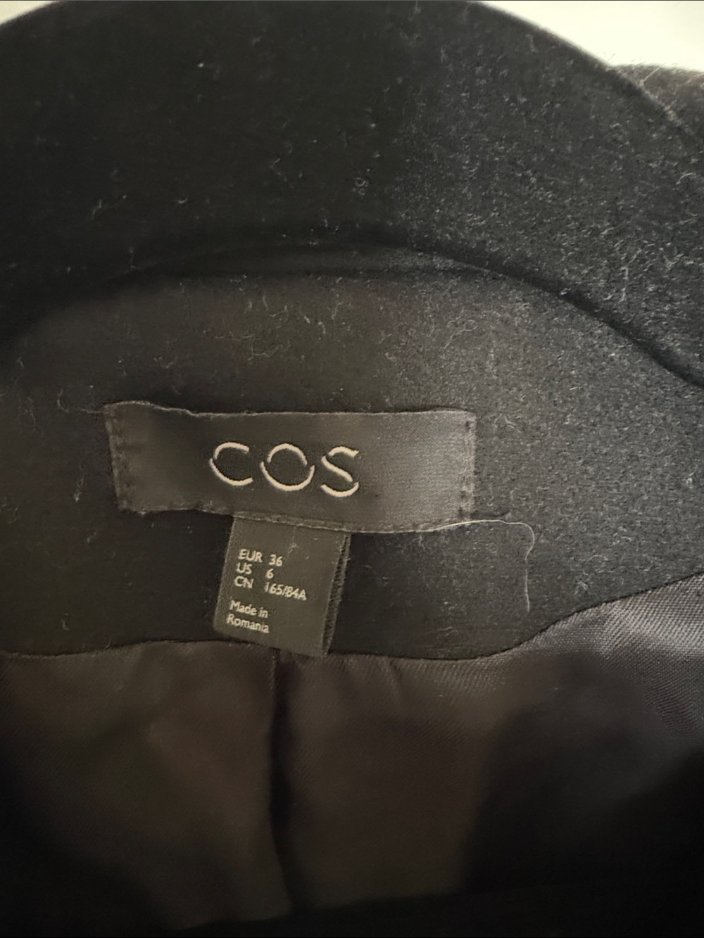 COS Black Minimalist Double Breasted Coat wool and cashmere blend - Picture 4 of 8